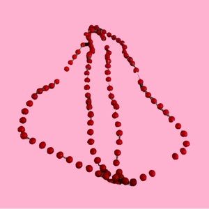 Vintage Opera Length Necklace w/ Red Beads